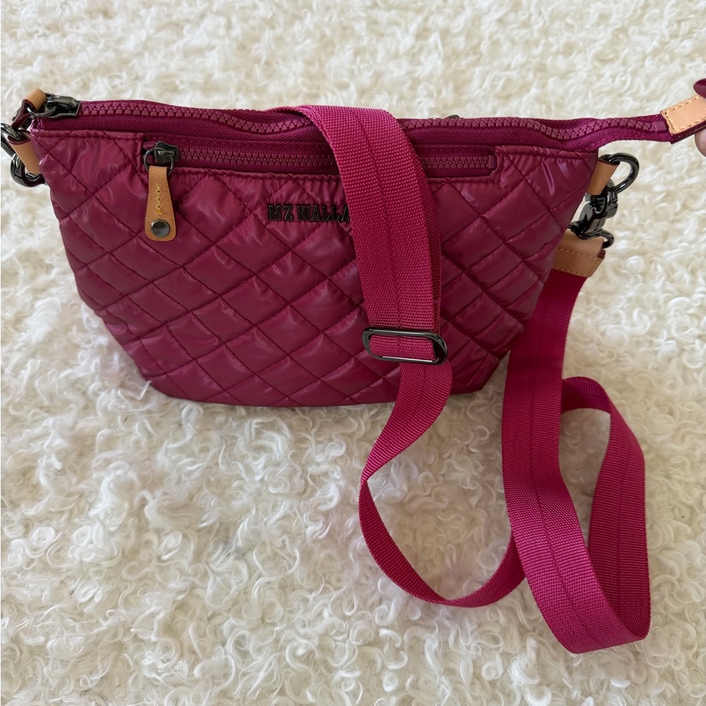MZ Wallace Metallic Quilted Pink Crossbody Bag - Picture 2 of 3